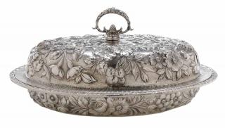 Appraisal: Kirk Repousse Sterling Entr e American - oval floral repousse