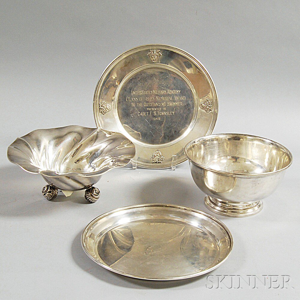 Appraisal: Four Pieces of American Hollowware two silver-plated bowls two sterling