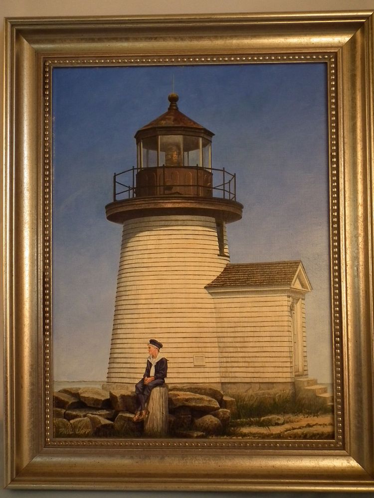 Appraisal: PAUL LIPP LIGHTHOUSE PAINTING Fine contemporary photo-realist oil painting on