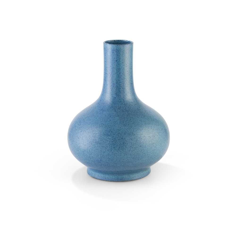 Appraisal: ROBIN'S-EGG-GLAZED VASE of compressed globular form supported on a slightly