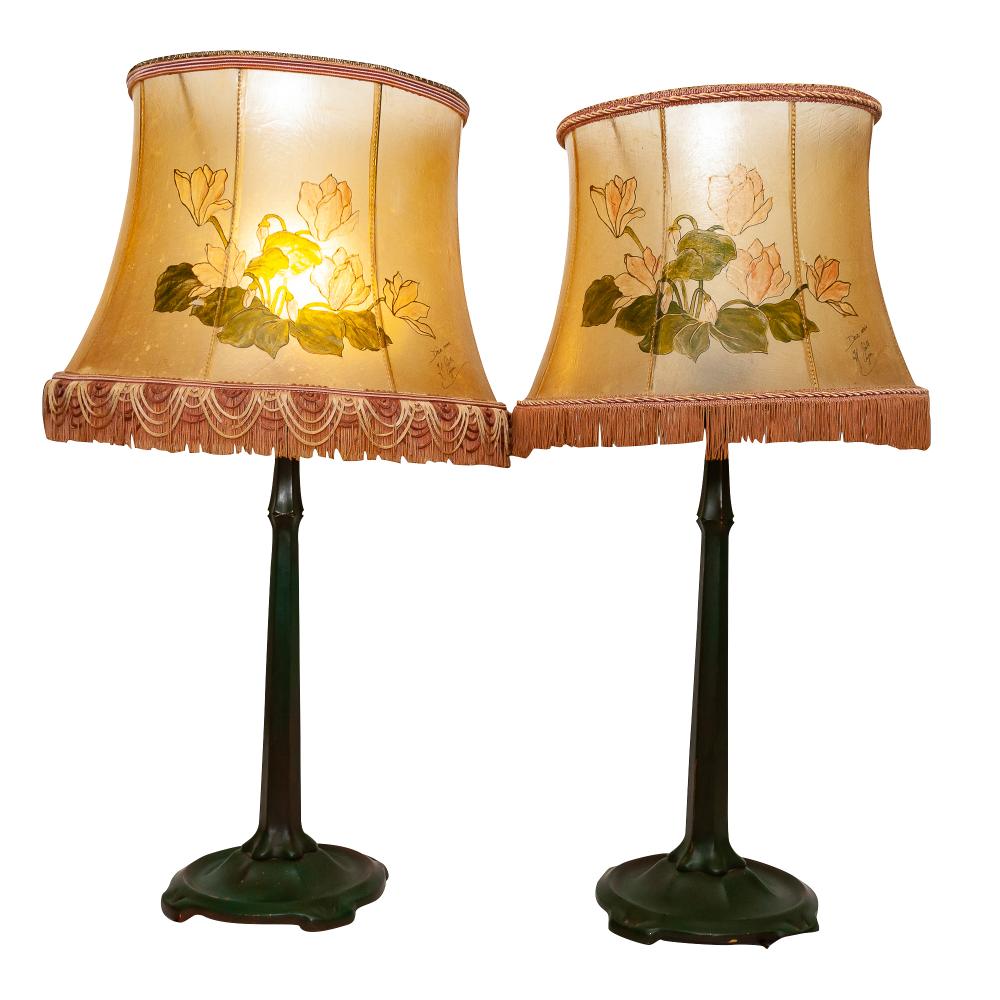 Appraisal: PAIR OF GRIFFE CLANC TABLE LAMPSearly th century signed to