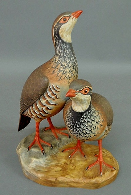 Appraisal: Vista Alegre Portuguese porcelain figural group of two quail h