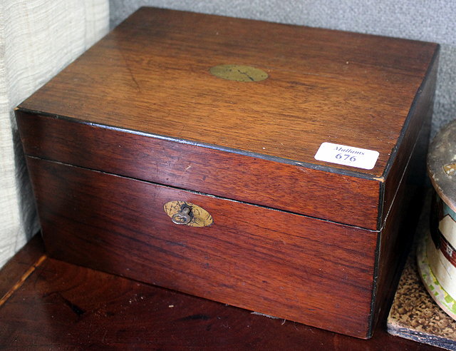 Appraisal: A VICTORIAN ROSEWOOD WORKBOX together with a small Russian cylindrical