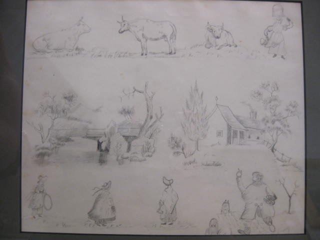 Appraisal: th Century American Art Pencil Drawings figures animals bridge and