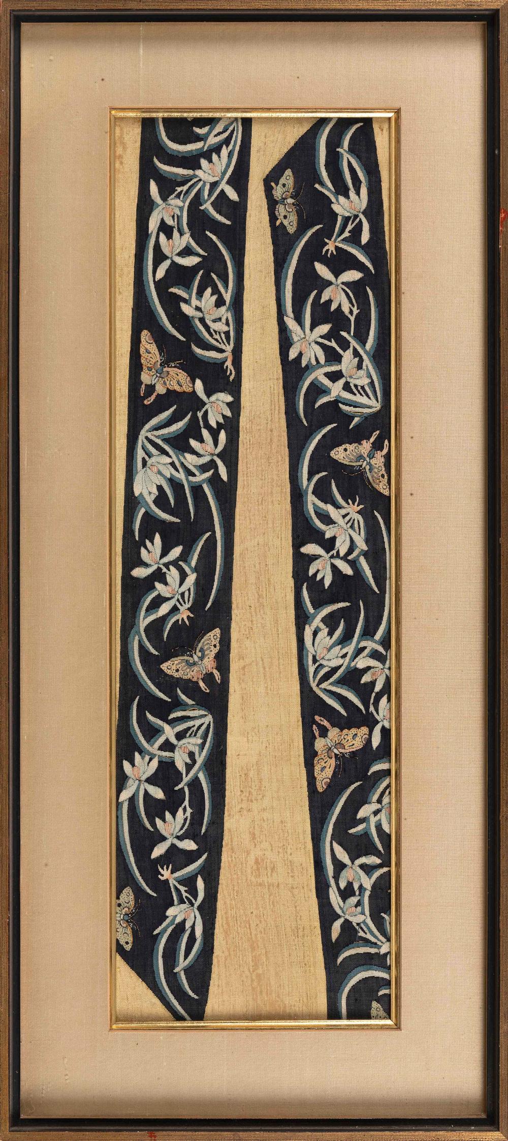 Appraisal: PAIR OF CHINESE SILK EMBROIDERED SLEEVE BANDS TH CENTURY X