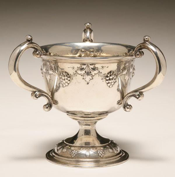 Appraisal: Redlich and Co sterling grapevine loving cup NY scrolling handles