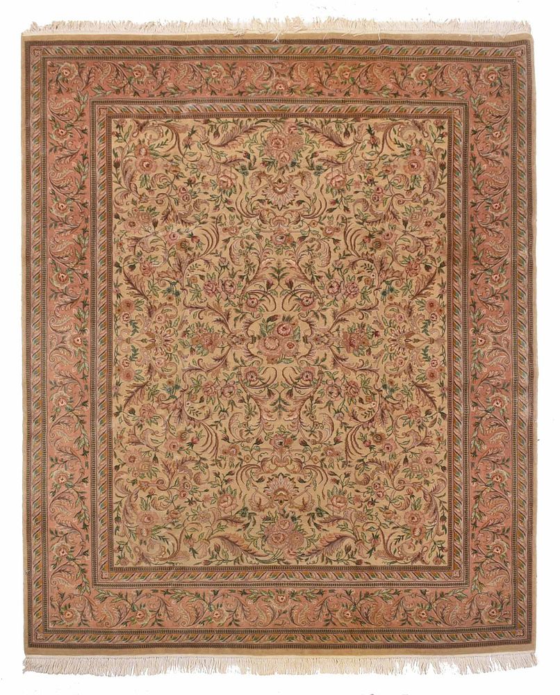 Appraisal: Kerman Carpet th century ivory colored field with trailing vines