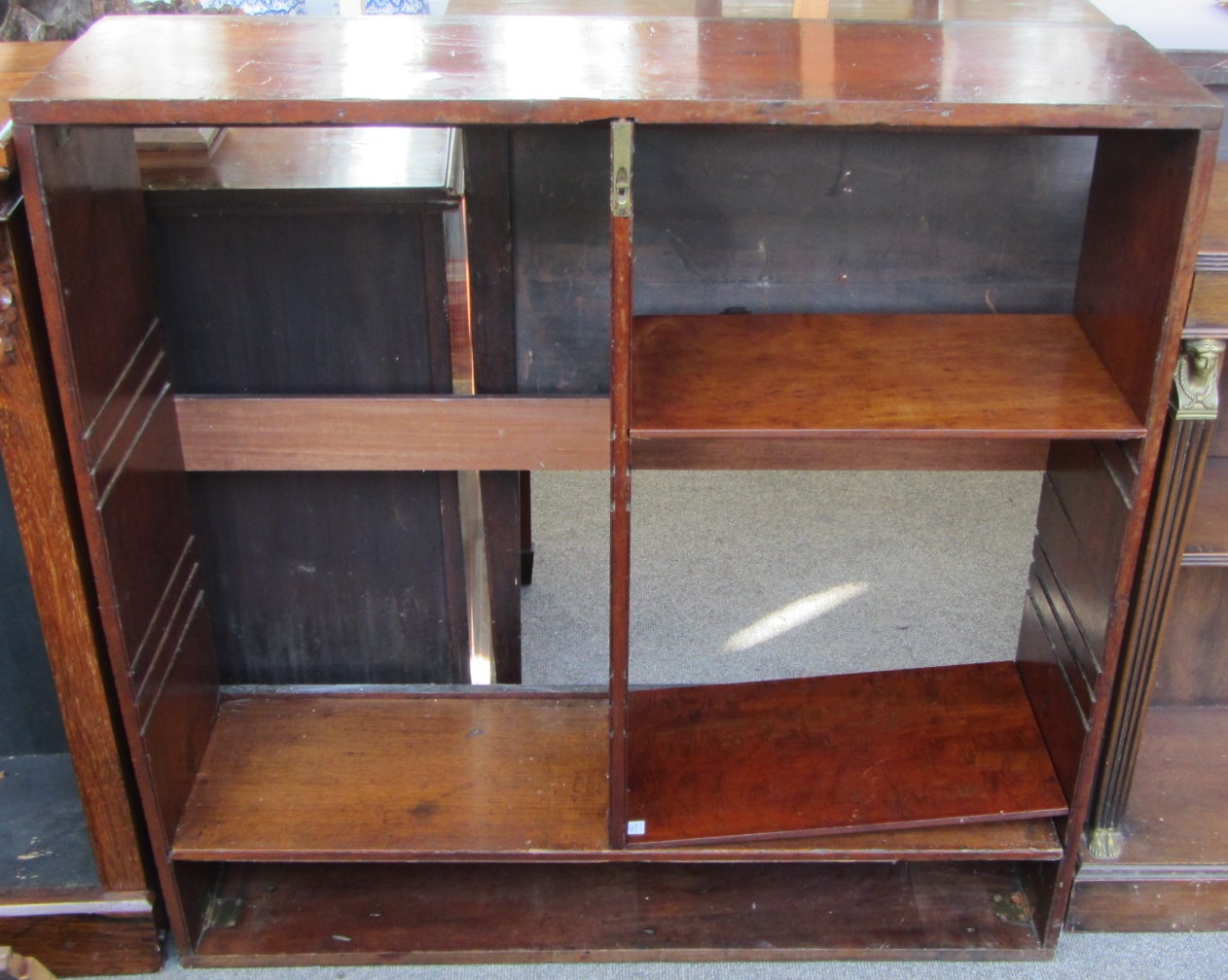 Appraisal: A th century mahogany campaign folding bookcase cm wide