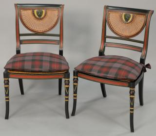 Appraisal: Pair of Baker side chairs with cane back and seat