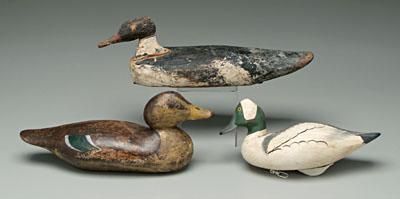 Appraisal: Three duck decoys one probably a blue wing teal or