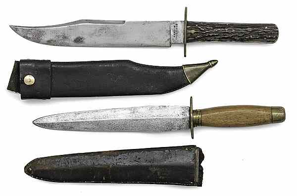 Appraisal: Wood Handled Dagger and Manson Sheffield Bowie Knife pyriform ridged