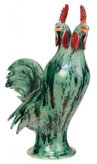 Appraisal: Charlie West Double Headed Pottery Rooster Cleveland Georgia th century