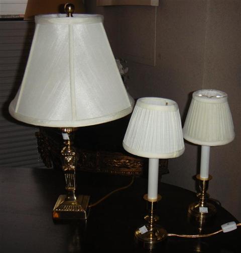 Appraisal: PAIR OF SMALL BRASS TABLE LAMPS TOGETHER WITH A THIRD