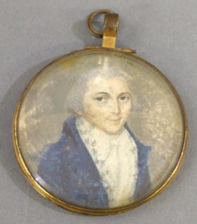 Appraisal: Miniature portrait of a young man wearing a frock coat