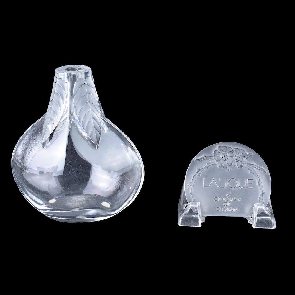 Appraisal: Lalique Crystal Bottle and Lalique Crystal Plaque Two Piece Lot