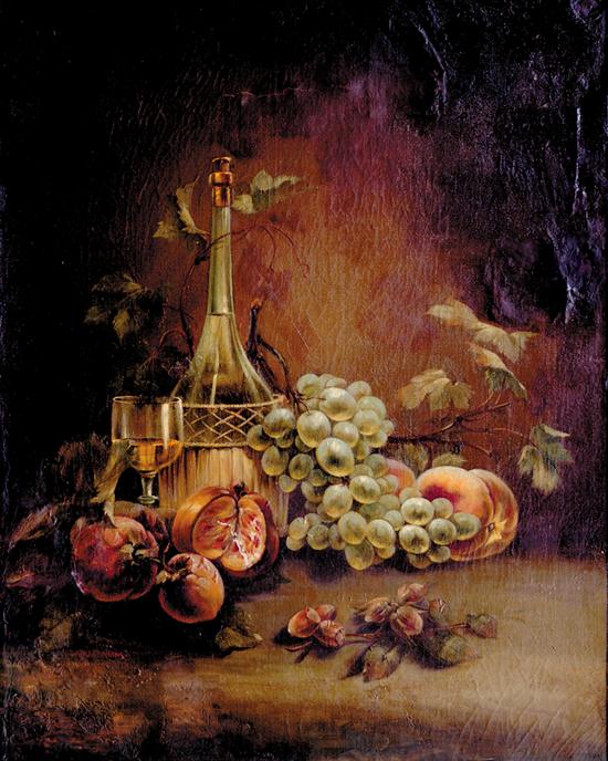 Appraisal: Continental school th century STILL LIFE OF WINE AND FRUIT