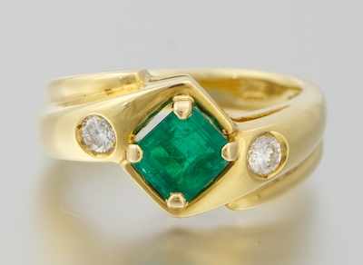 Appraisal: A Ladies' k Gold Emerald and Diamond Ring k yellow