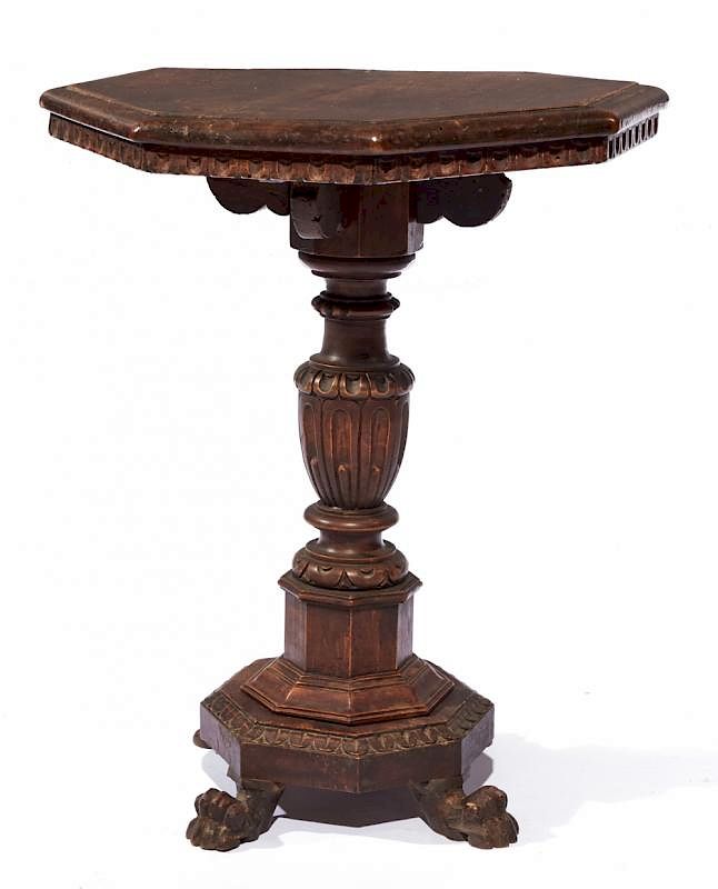 Appraisal: Early th c Italian walnut hexagonal table Early th c