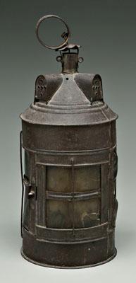 Appraisal: Tin and horn lantern cylindrical with conical top with three