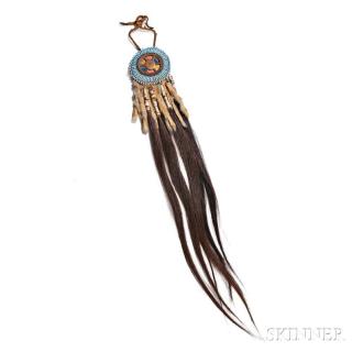 Appraisal: Blackfeet Hair Decoration c last quarter th century painted rawhide