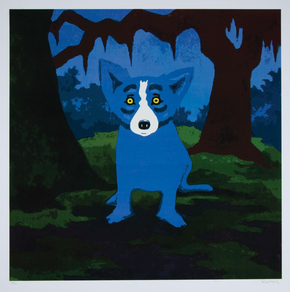 Appraisal: George Rodrigue American Louisiana - Blue Dog Oak silkscreen pencil-signed