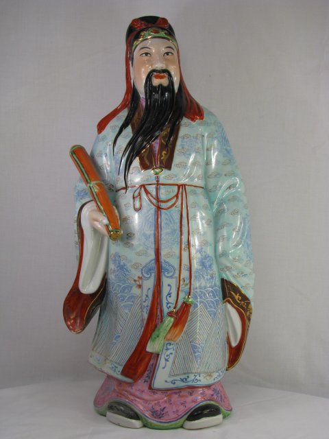 Appraisal: Large Chinese hand painted porcelain statue of Jouroujin Jourojin God