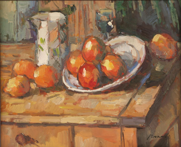 Appraisal: P Rance Post-Impressionist style still life with fruit oil on