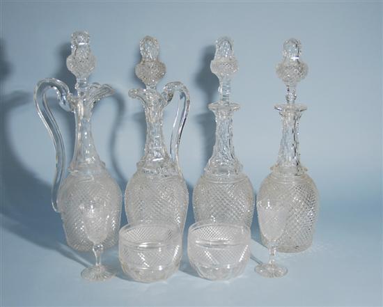 Appraisal: COLLECTION OF CUT GLASS including decanters height inches stemware cordial