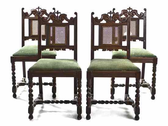 Appraisal: A Set of Four Renaissance Revival Side Chairs each having