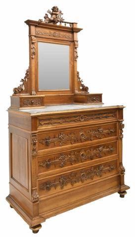 Appraisal: Italian carved walnut dressing commode and mirror th c having