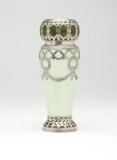 Appraisal: A diminutive German silver guilloche vase Late th century marked