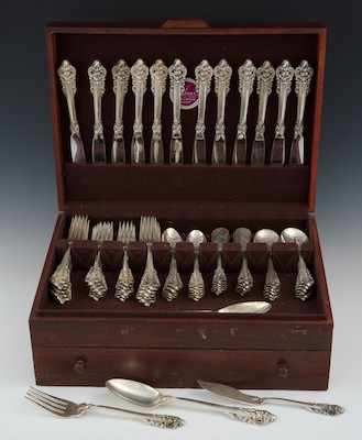 Appraisal: Sterling Silver Wallace Grand Dinner Set in Grand Baroque Set