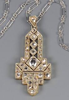 Appraisal: Art Deco plat k Diamond Pendant Art Deco platinum and