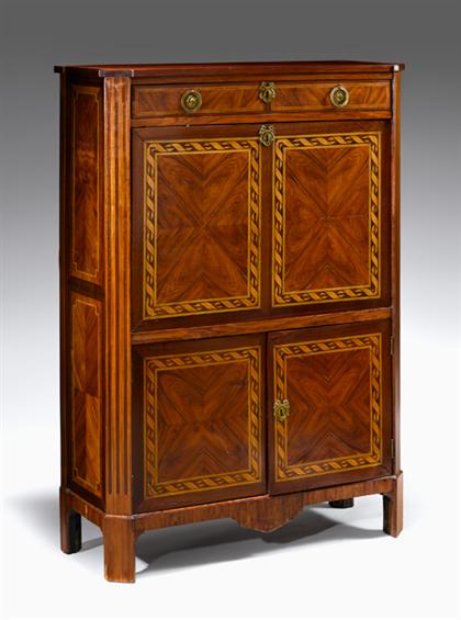 Appraisal: Louis XVI style walnut and parquetry secretaire a abattant th