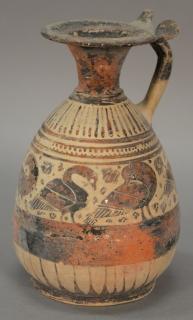 Appraisal: Etrusco-Corinthian black figure Olpe vessel body decorated with birds and