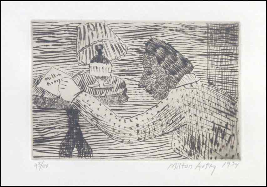 Appraisal: MILTON AVERY AMERICAN - MY WIFE SALLY Drypoint on wove