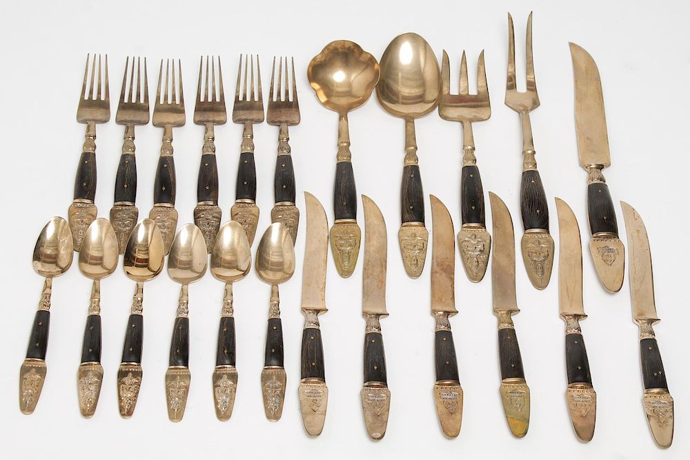 Appraisal: Samran Thailand Flatware Service Brass Wood Thailand flatware service for