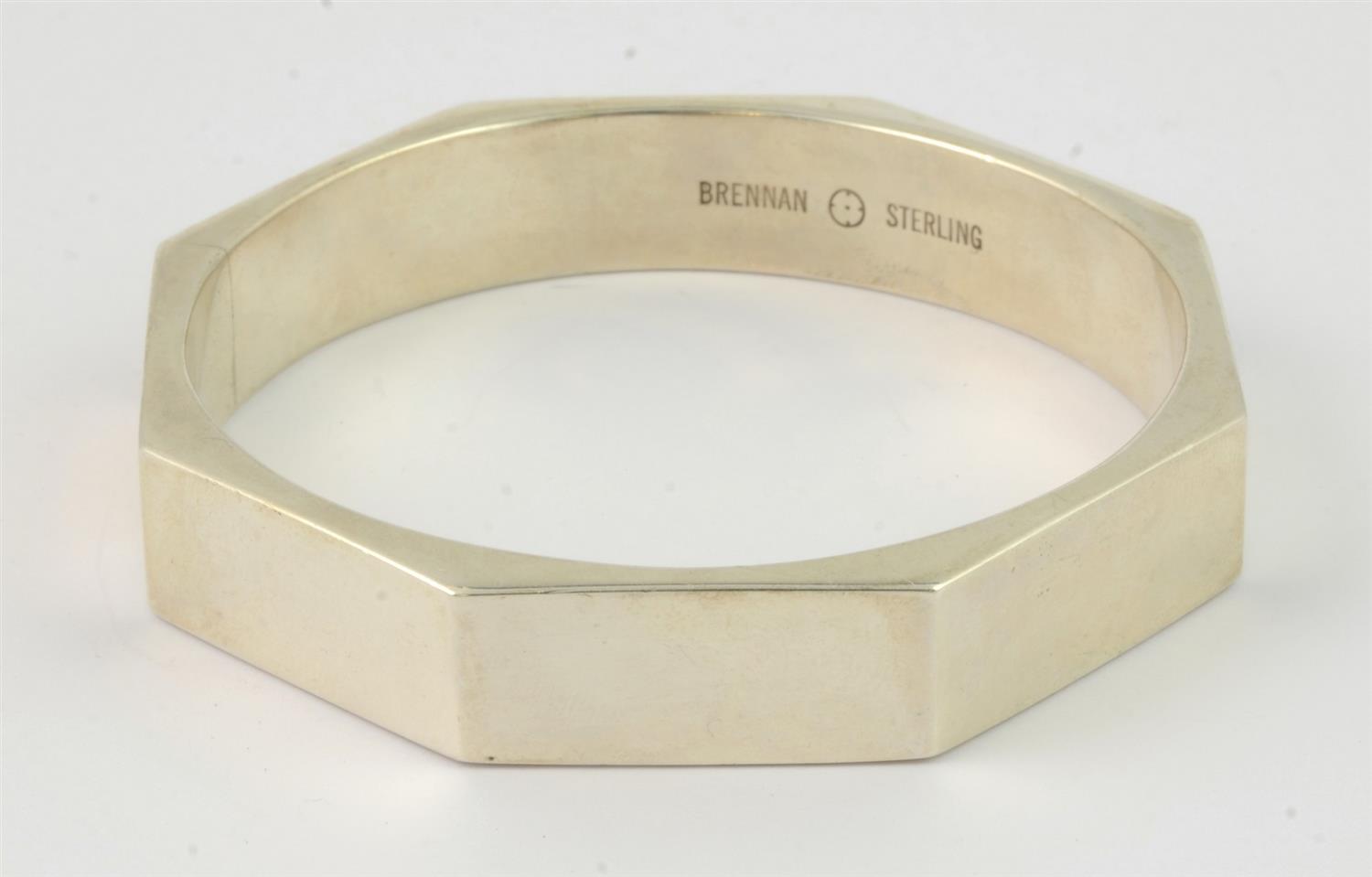 Appraisal: Brennan Sterling solid silver octagonal bangle - diameter TO