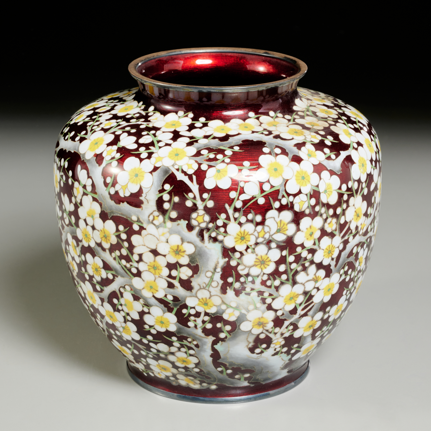 Appraisal: ANDO JUBEI LARGE MEIJI CLOISONNE ON SILVER VASE Ando Jubei