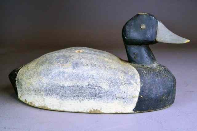 Appraisal: BLUE BILLED DRAKE DUCK DECOY- SAGINAW BAYPrimitive painted wooden duck