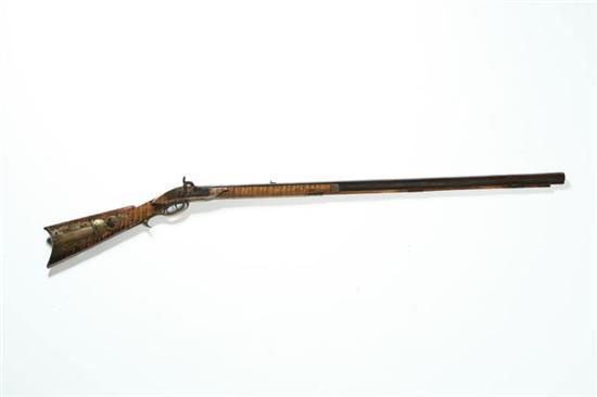 Appraisal: HALF-STOCK CURLY MAPLE RIFLE Marked Marker possibly for Daniel Marker