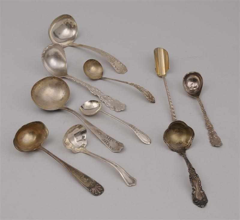 Appraisal: AMERICAN AND OTHER SILVER FLATWARE Including twelve ladles one scoop