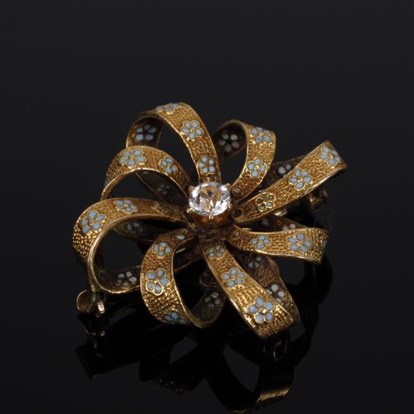 Appraisal: Antique Victorian K Rose Gold diamond bow pin pendant with