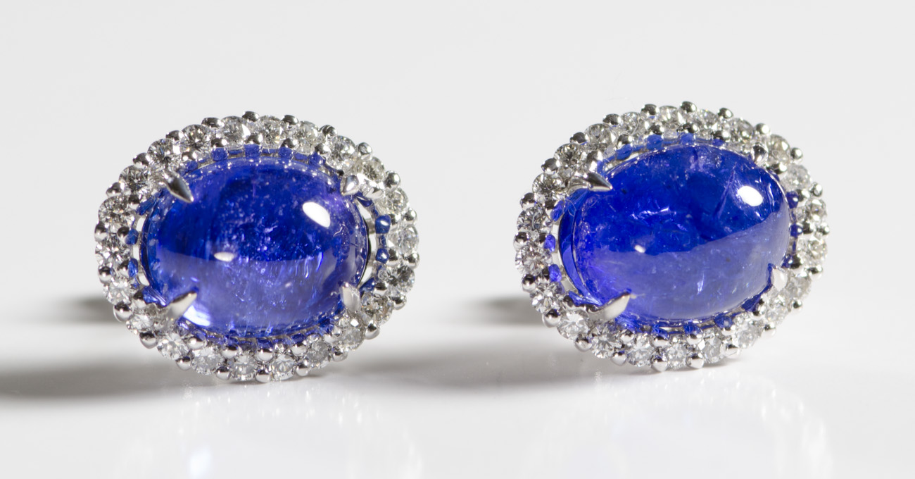 Appraisal: PAIR OF TANZANITE AND DIAMOND EARRINGS each k white gold