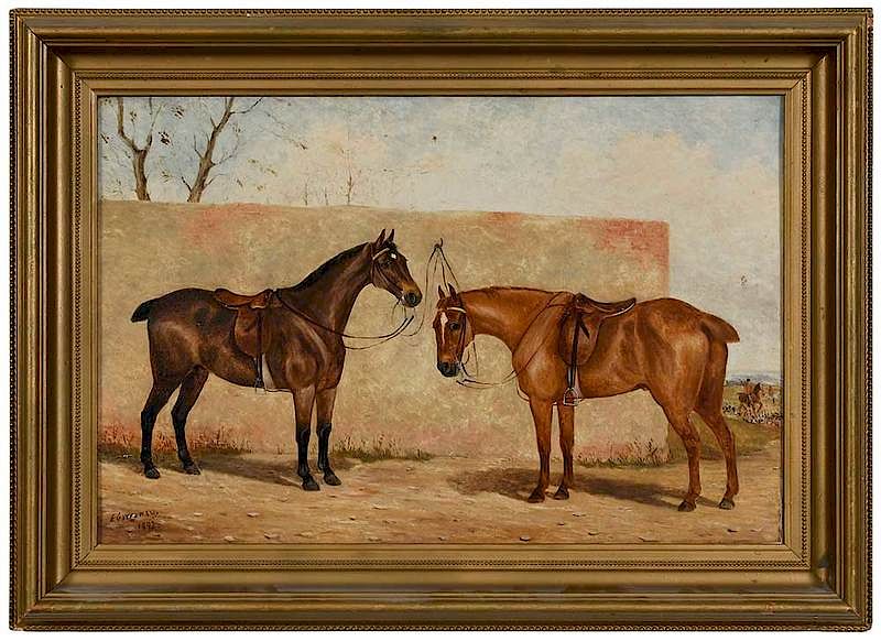 Appraisal: Edward Garraway British active - Two Tied Off Hunters signed