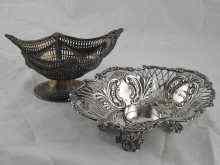 Appraisal: Two Victorian silver bonbon dishes one with central recess hallmarked