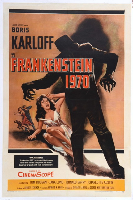 Appraisal: FRANKENSTEIN Allied Artists horror starring Boris Karloff linen backed U