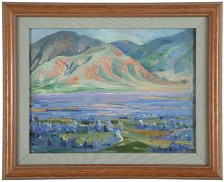 Appraisal: Kathryn W Leighton Desert landscape with blooming flowers signed lower