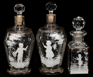 Appraisal: MARY GREGORY ANTIQUE COLOGNE BOTTLES PIECES MARY GREGORY ANTIQUE COLOGNE