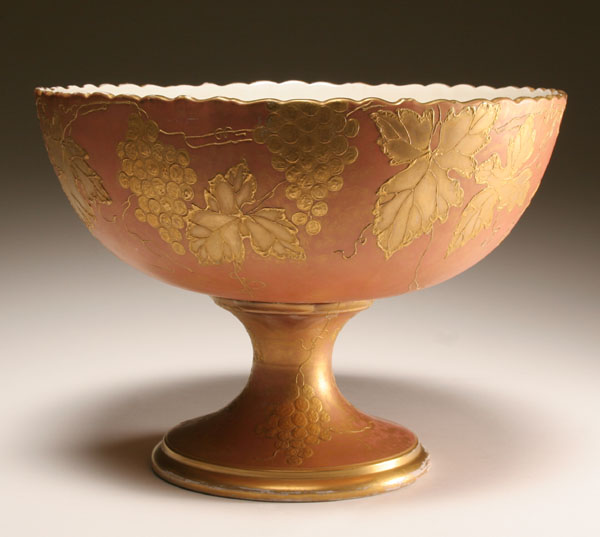 Appraisal: Belleek gilt trim punch bowl with embossed grape pattern H